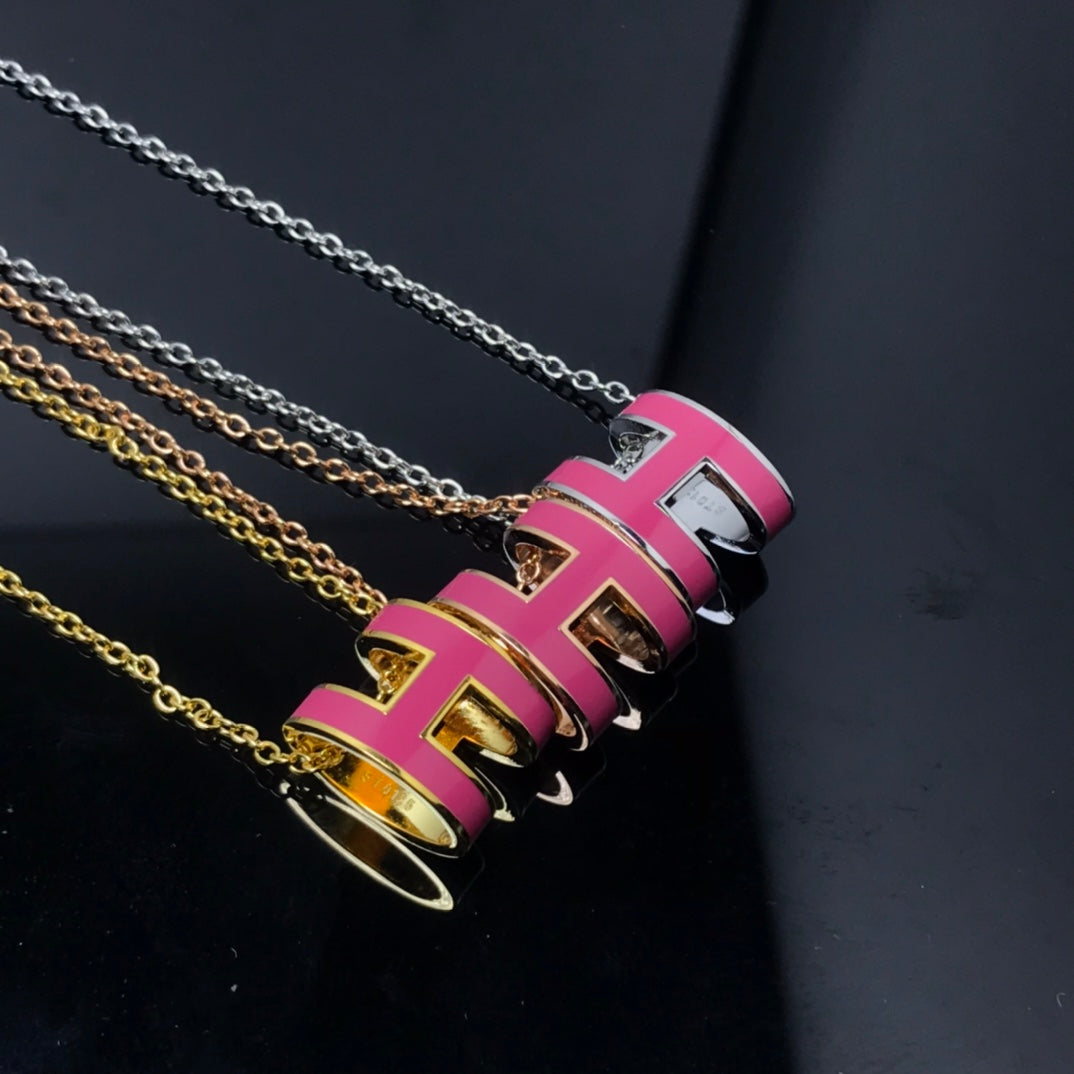 [Echo ]H NECKLACE PINK