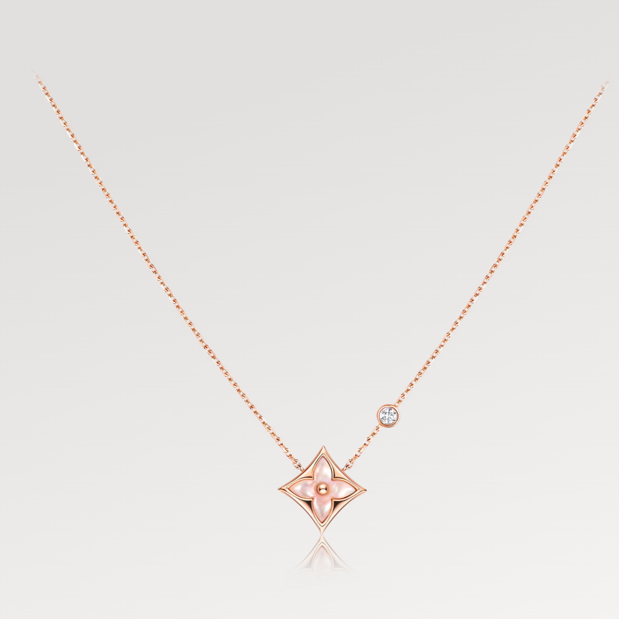 [Echo ]STAR PINK MOP 1 DIAMOND PINK GOLD NECKLACE