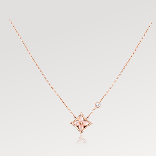 [Echo ]STAR PINK MOP 1 DIAMOND PINK GOLD NECKLACE