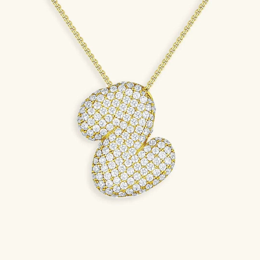 [Echo Fine]Bubble Initial Diamond Necklace
