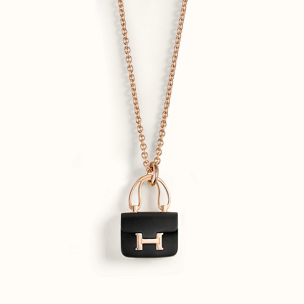 [Echo ]CONSTANCE BLACK PEDANT PINK GOLD NECKLACE