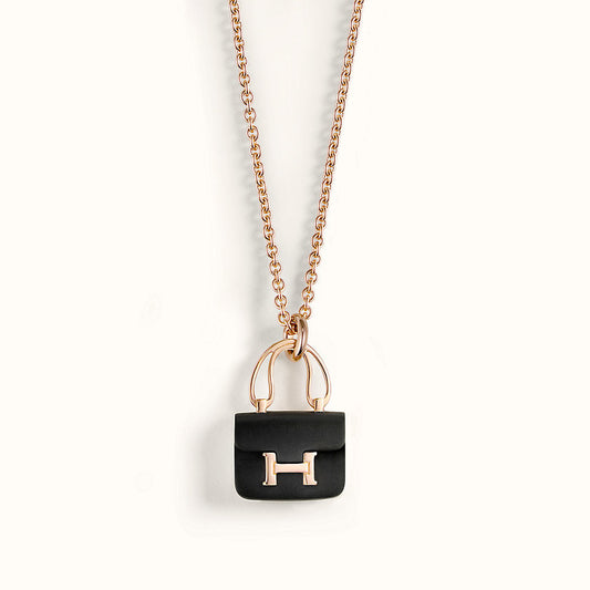 [Echo ]CONSTANCE BLACK PEDANT PINK GOLD NECKLACE