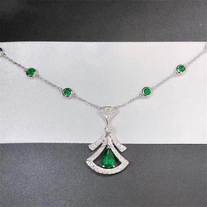 [Echo ]DREAM NECKLACE MALACHITE DIAMOND SILVER