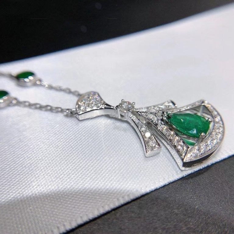 [Echo ]DREAM NECKLACE MALACHITE DIAMOND SILVER