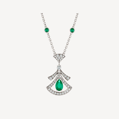 [Echo ]DREAM NECKLACE MALACHITE DIAMOND SILVER