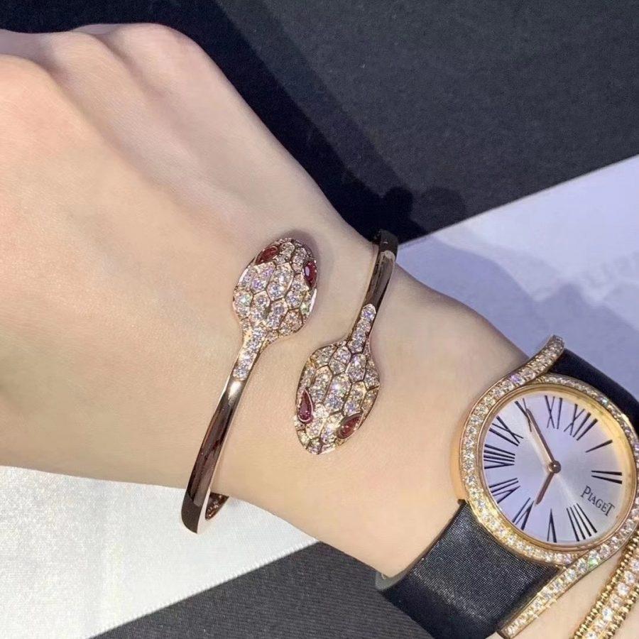 [Echo ]SERPENTI BRACELET PINK GOLD DIAMOND DOUBLE SNAKE