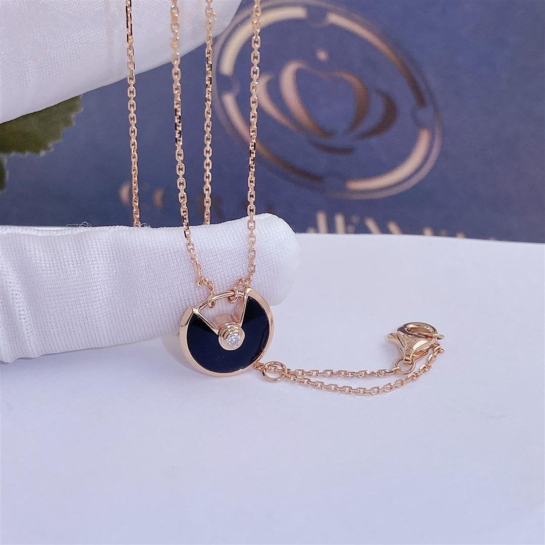 [Echo ]AMULETTE ROSE GOLD ONYX NECKLACE