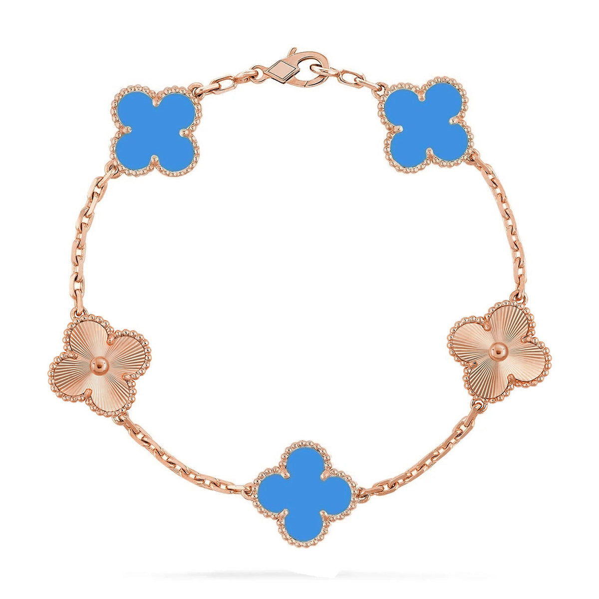 [ECHO ] CLOVER 5 MOTIF BLUE AGATE BRACELET COLLECTION