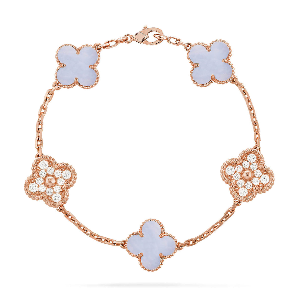 [ECHO ] CLOVER 5 MOTIF PURPLE CHALCEDONY BRACELET COLLECTION
