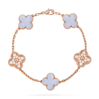 [ECHO ] CLOVER 5 MOTIF PURPLE CHALCEDONY BRACELET COLLECTION