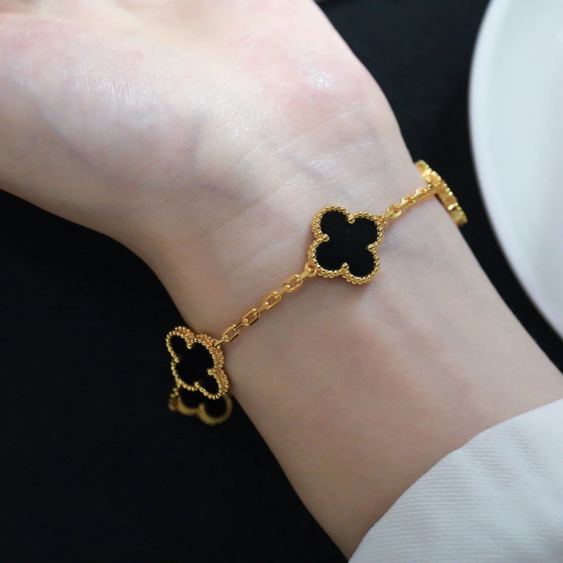 [Echo]CLOVER  5 MOTIFS BLACK ONYX BRACELET