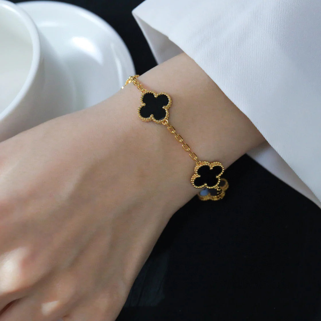 [Echo]CLOVER  5 MOTIFS BLACK ONYX BRACELET