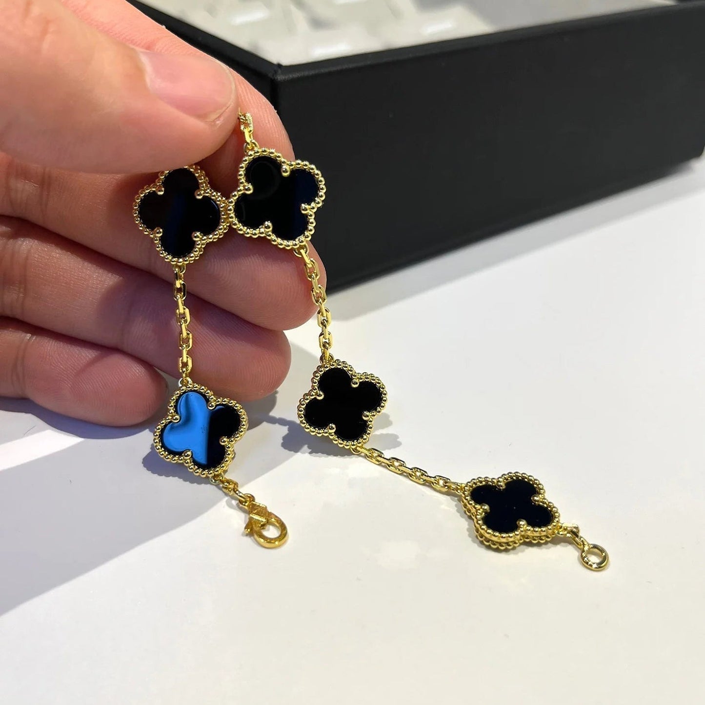 [Echo]CLOVER  5 MOTIFS BLACK ONYX BRACELET