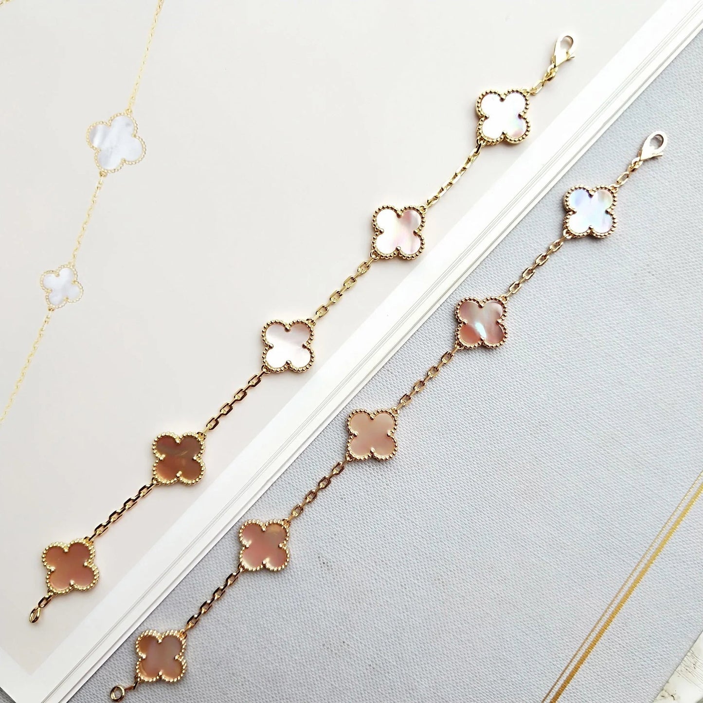 [Echo]CLOVER 5 PINK MOP BRACELET
