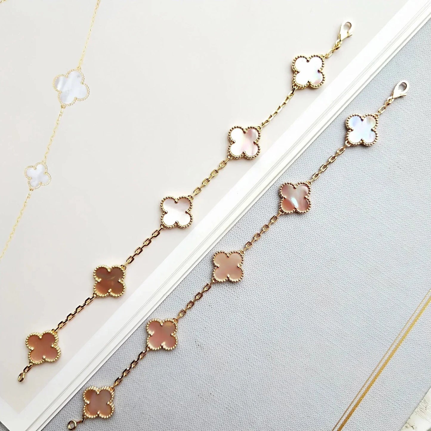 [ECHO ] CLOVER 5 MOTIFS  PINK MOP BRACELET COLLECTION