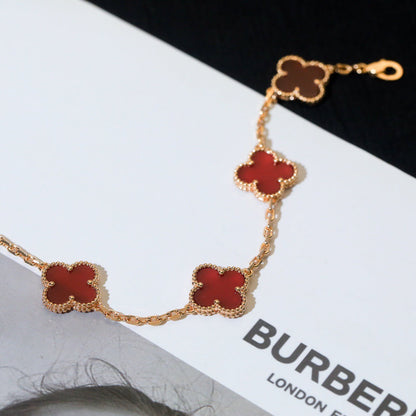 [Echo]CLOVER 5 MOTIFS RED AGATE  BRACELET