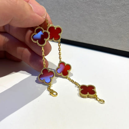 [Echo]CLOVER 5 MOTIFS RED AGATE  BRACELET