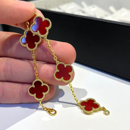 [Echo]CLOVER 5 MOTIFS RED AGATE  BRACELET