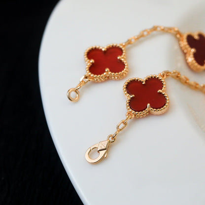 [Echo]CLOVER 5 MOTIFS RED AGATE  BRACELET