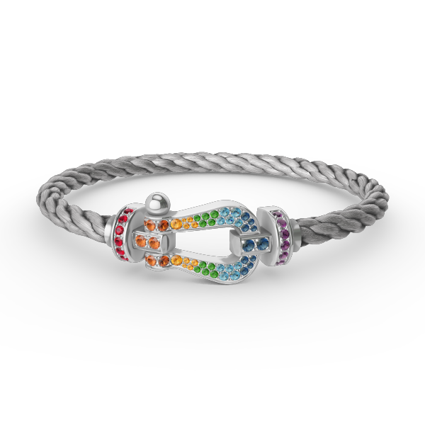 [Echo ]FORC LARGE HORSESHOE  COLORED DIAMOND BRACELET SILVER