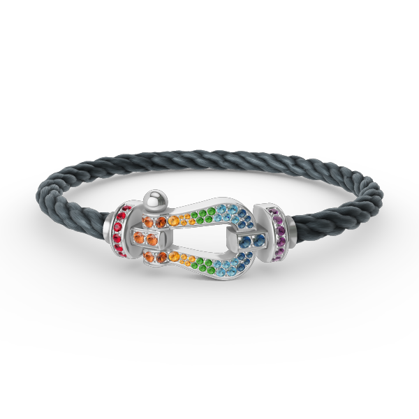 [Echo ]FORC LARGE HORSESHOE  COLORED DIAMOND BRACELET SILVER