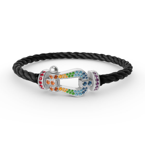 [Echo ]FORC LARGE HORSESHOE  COLORED DIAMOND BRACELET SILVER