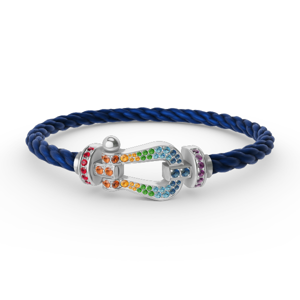[Echo ]FORC LARGE HORSESHOE  COLORED DIAMOND BRACELET SILVER