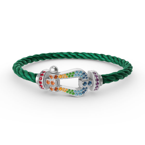 [Echo ]FORC LARGE HORSESHOE  COLORED DIAMOND BRACELET SILVER