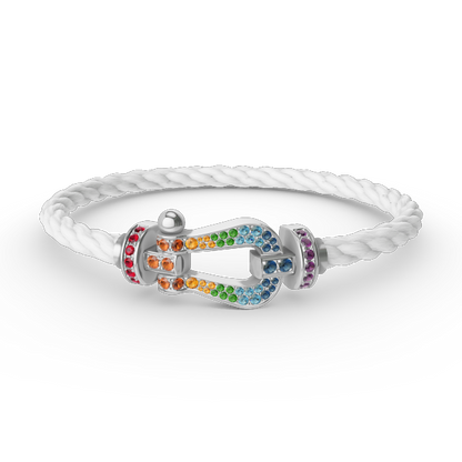 [Echo ]FORC LARGE HORSESHOE  COLORED DIAMOND BRACELET SILVER