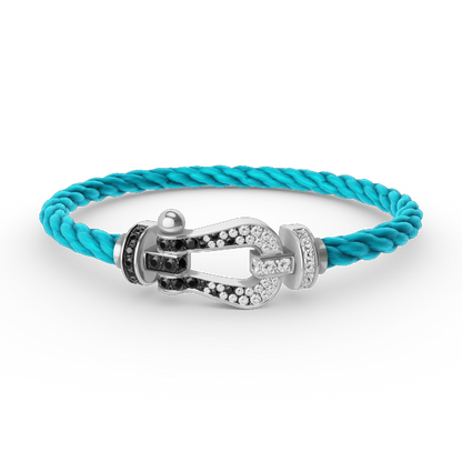 [Echo ]FORCE LARGE HORSESHOE BLACK WHITE DIAMOND BRACELET SILVER
