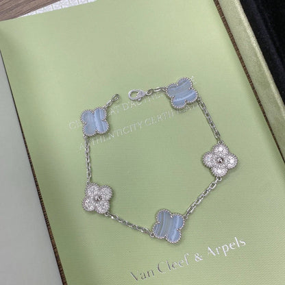 [ECHO ] CLOVER 5 MOTIF PURPLE CHALCEDONY BRACELET COLLECTION