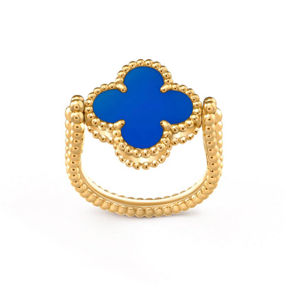 [ECHO ]CLOVER RIVERSIBLE BLUE AGATE RING