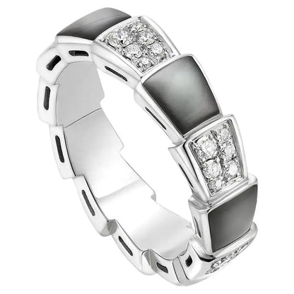 [Echo] SERPENTI RING SILBER DIAMANT SCHWARZ MOP 4MM