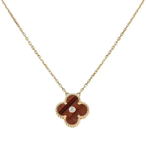 [Echo ]CLOVER 15MM DIAMOND AND YELLOW TIGER'S EYE AGATE necklace