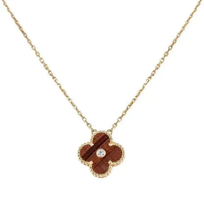 [Echo ]CLOVER 15MM DIAMOND AND YELLOW TIGER'S EYE AGATE necklace