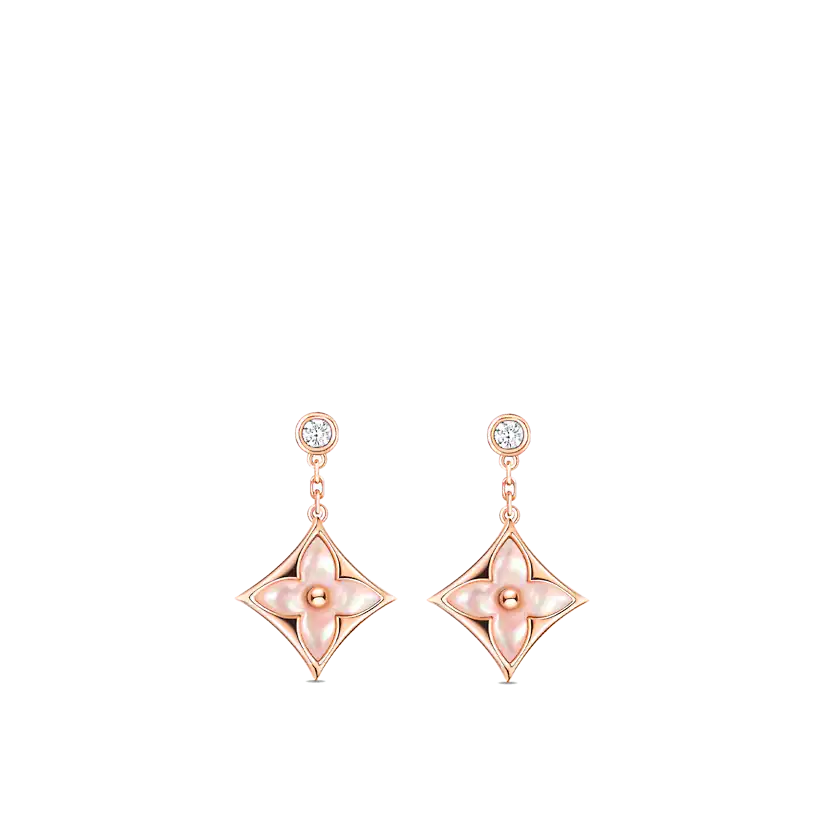 [Echo ]DOUBLE STAR PINK GOLD MOP DROP EARRINGS