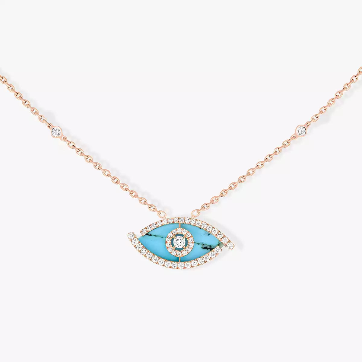[ECHO]Lucky Eye Diamond Necklace in Rose Gold and Turquoise