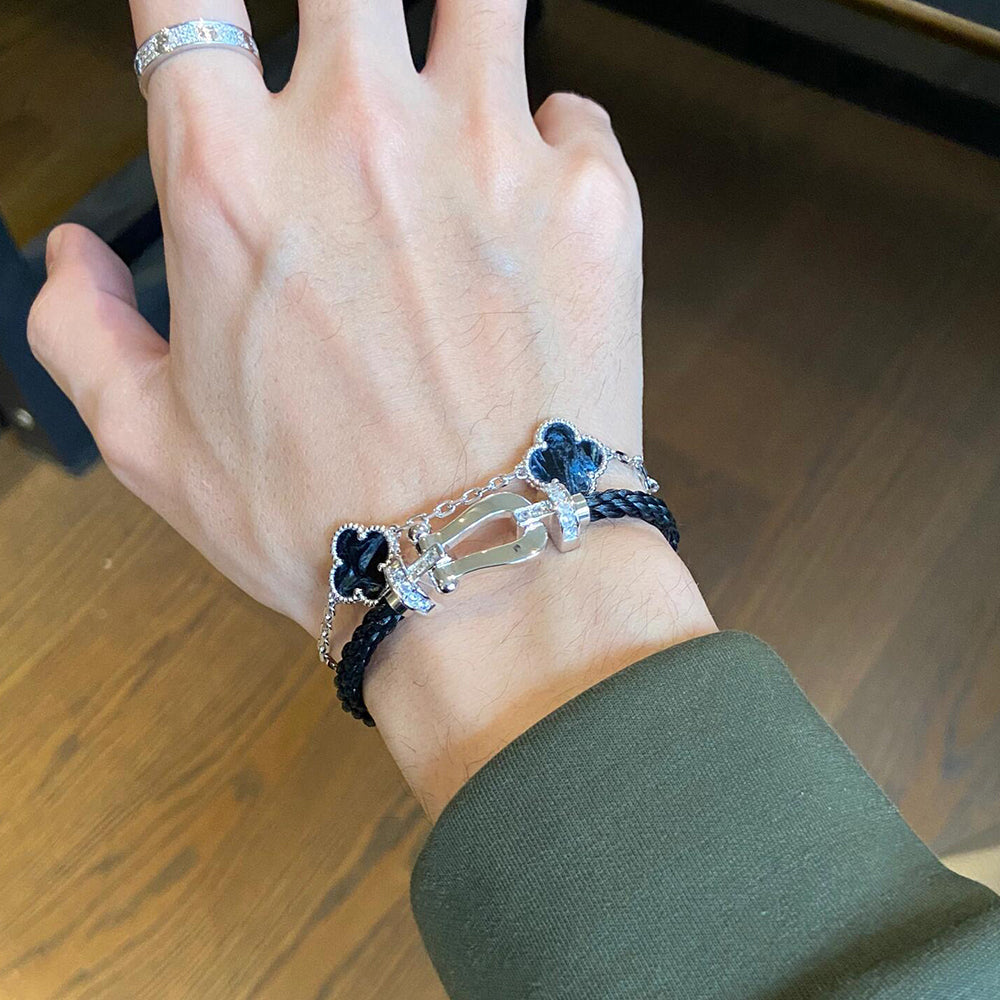 [Echo]CLOVER 5 MOTIF PIETERSITE SILVER BRACELET