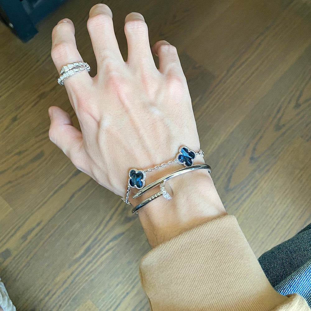 [Echo]CLOVER 5 MOTIF PIETERSITE SILVER BRACELET