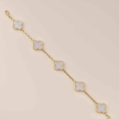 [ECHO ]CLOVER WHITE PEARL MOP 5 MOTIF BRACELET COLLECTION