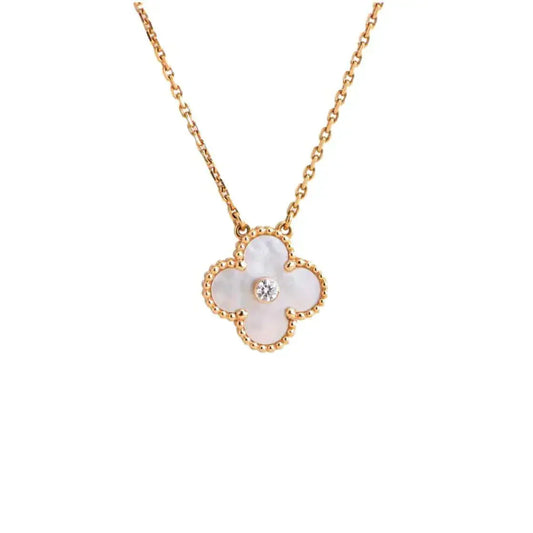 [Echo ]CLOVER 15MM DIAMOND WHITE FRITILLARIA NECKLACE