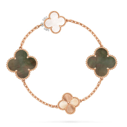 [ECHO]DETACHABLE CLOVER 15(11+4) FLOWER ROSE GOLD NECKLACE SET