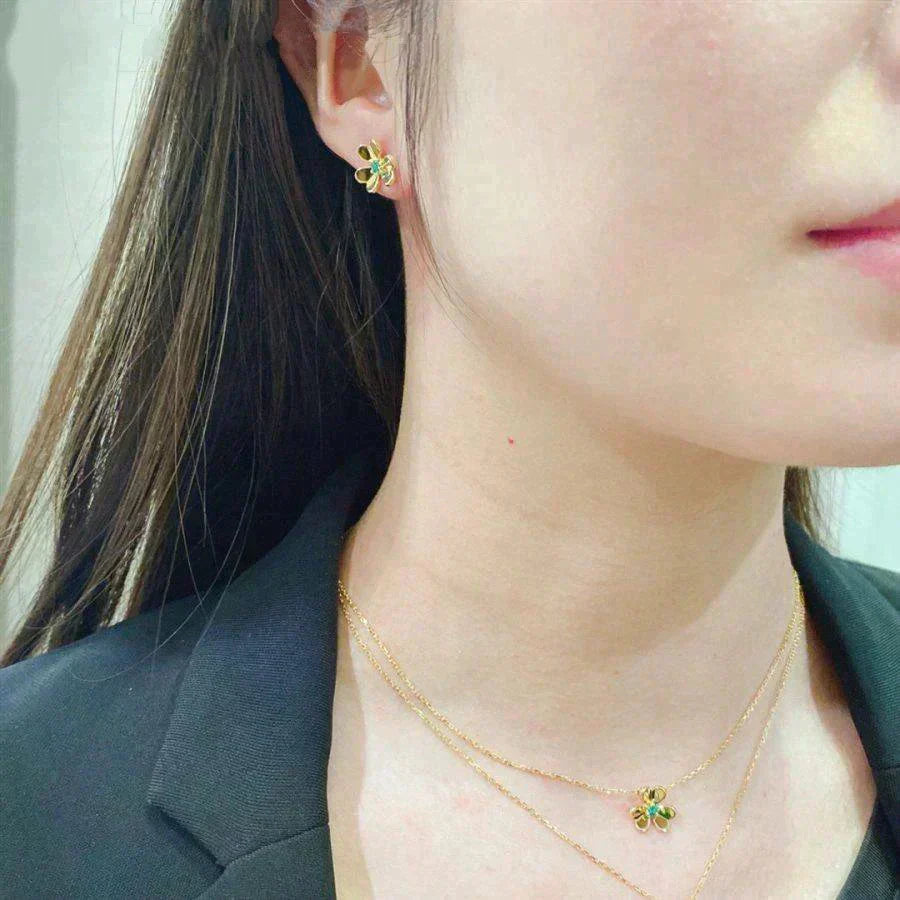 [Echo ]FRIVOLE  FLOWER MALACHITE EARRINGS