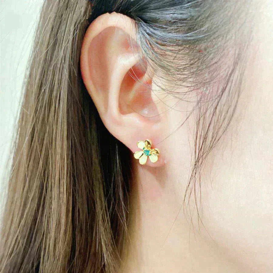 [Echo ]FRIVOLE  FLOWER MALACHITE EARRINGS