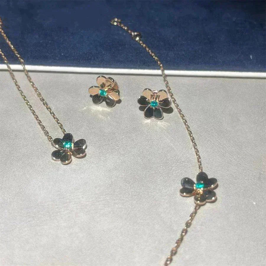[Echo ]FRIVOLE  FLOWER MALACHITE EARRINGS