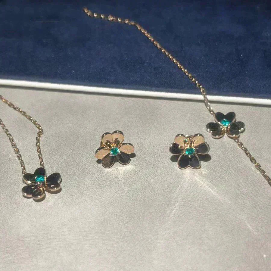[Echo ]FRIVOLE  FLOWER MALACHITE EARRINGS