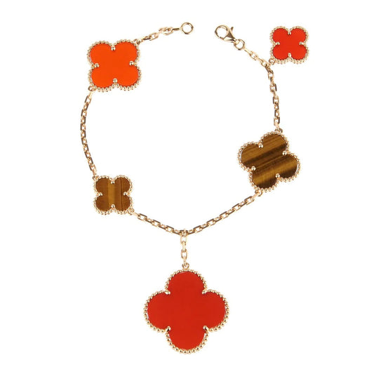[Echo ]CLOVER BRACELET 5 MOTIFS CARNELIAN TIGER EYE