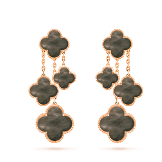 [Echo ]CLOVER EARRINGS DARK MOP 4 MOTIFS ROSE GOLD