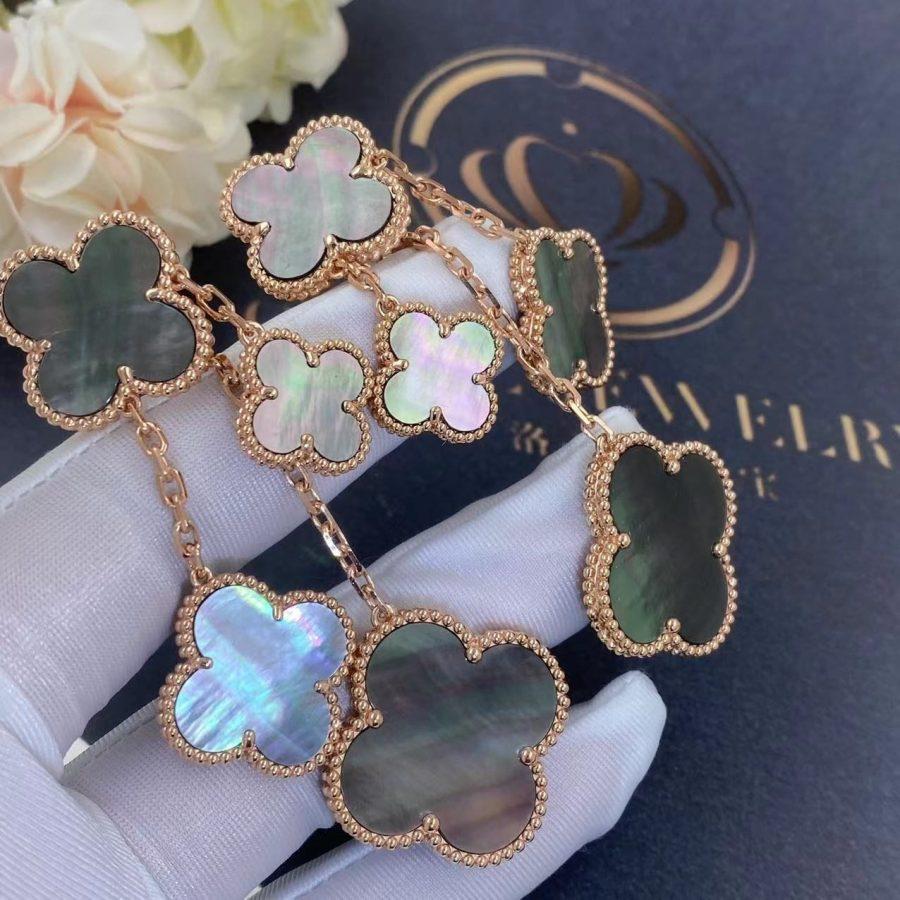 [Echo ]CLOVER EARRINGS DARK MOP 4 MOTIFS ROSE GOLD