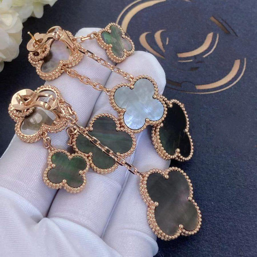 [Echo ]CLOVER EARRINGS DARK MOP 4 MOTIFS ROSE GOLD